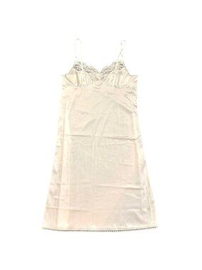 Vintage Vassarette Ivory Lace Trim Nylon Full Slip Dress Size 42 Adjustable Stra